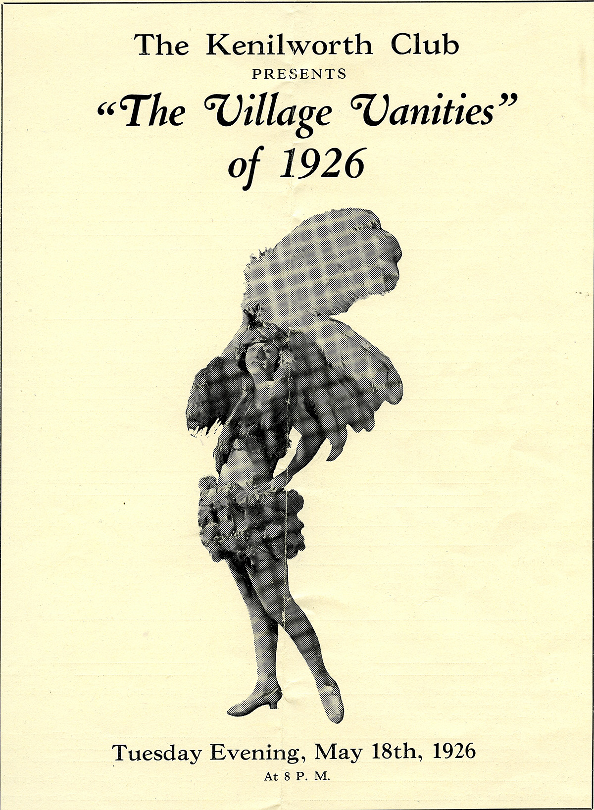 Cover of Village Vanities program, c. 1926, KHS