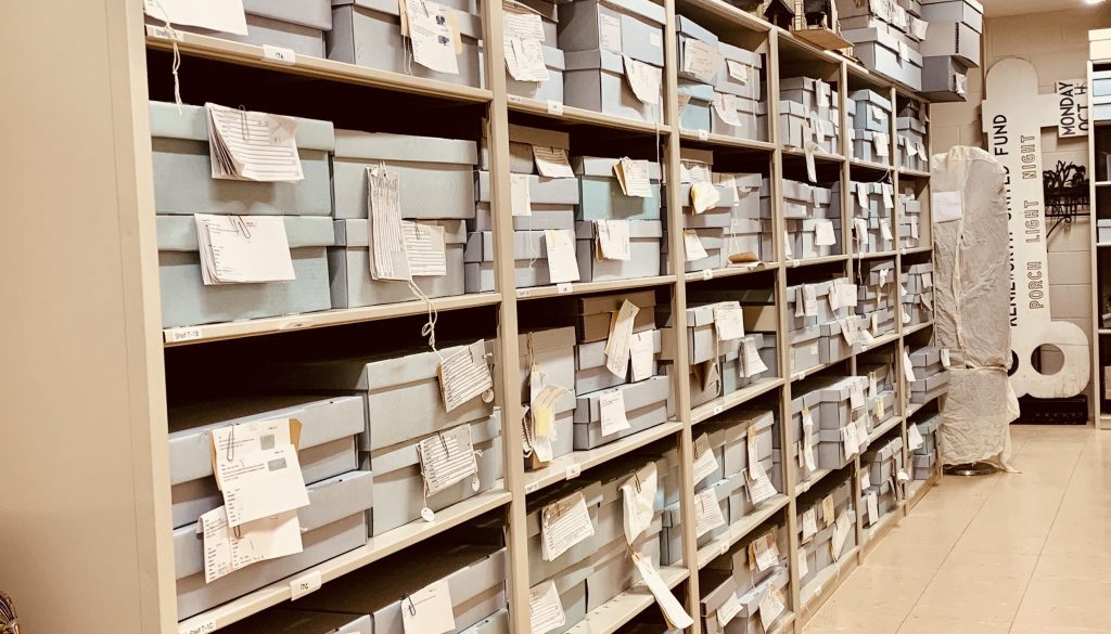 Museum collections shelves.