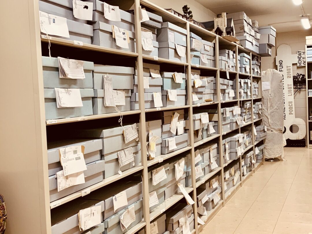 Museum collections shelves.