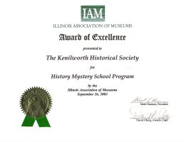 IAM award for History Mystery School Program 2003
