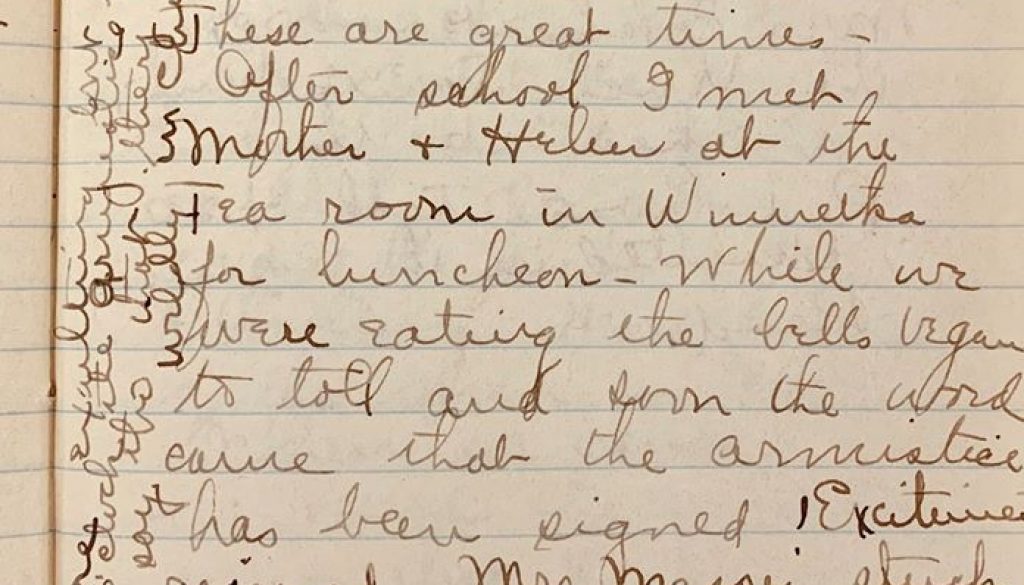 Dorthy Sears' diary from Nov. 7th 1918