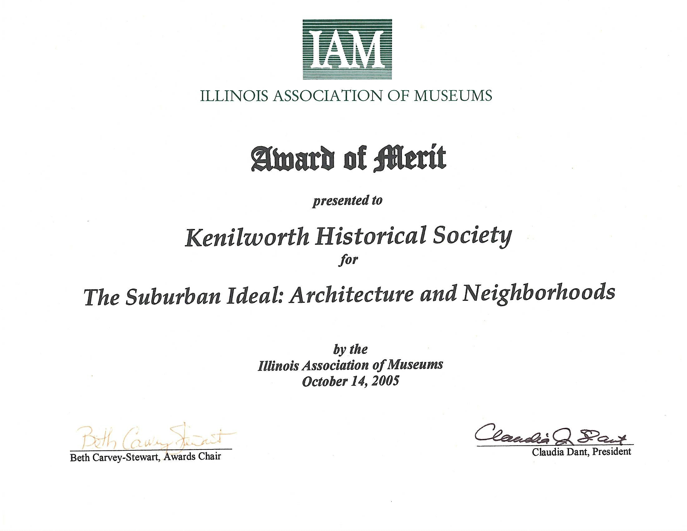 IAM award for The Suburban Ideal: Architecture and Neighborhoods 2005